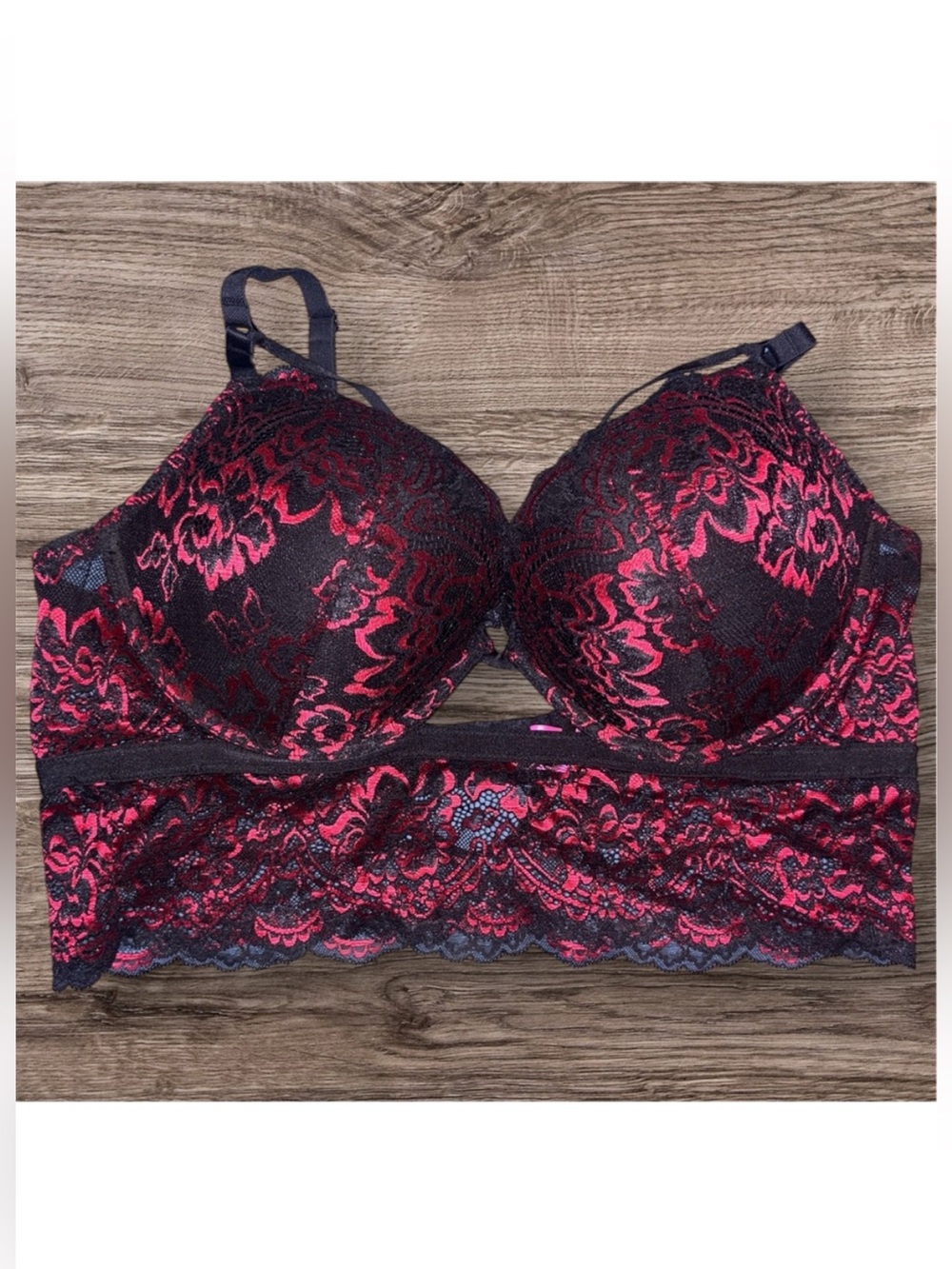 La SENZA Black & red Lace Longline Push-Up Bra